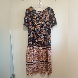 Navy Blush Floral Dress